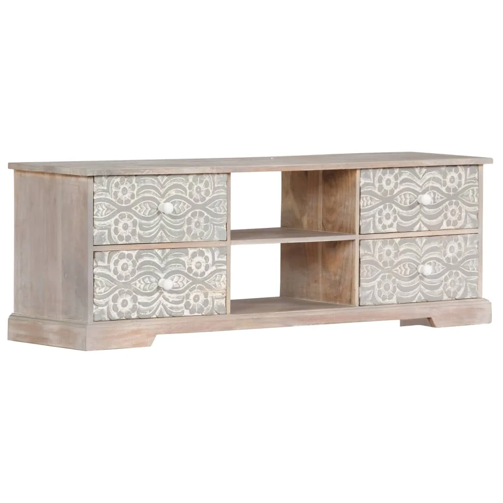 

Luxury VidaXL TV Cabinet In Living Room Furniture Solid Acacia Wood TV Stand Table with Exquisite Patterns Entertainment Center