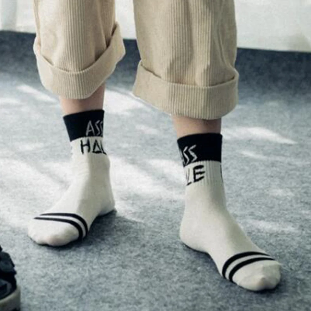 Swear Word Curse Printed Stockings Crew Socks Funny Men Tube Socks
