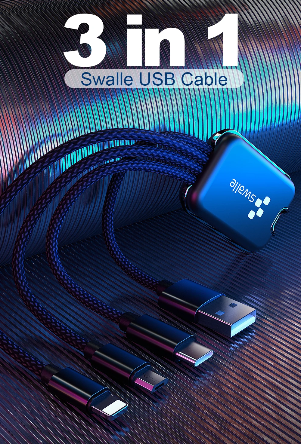 Swalle Быстрая Зарядка Mini 3 в 1 USB кабель брелок Портативный короткий Micro usb type C мульти зарядное устройство кабель для Xiaomi huawei iPhone