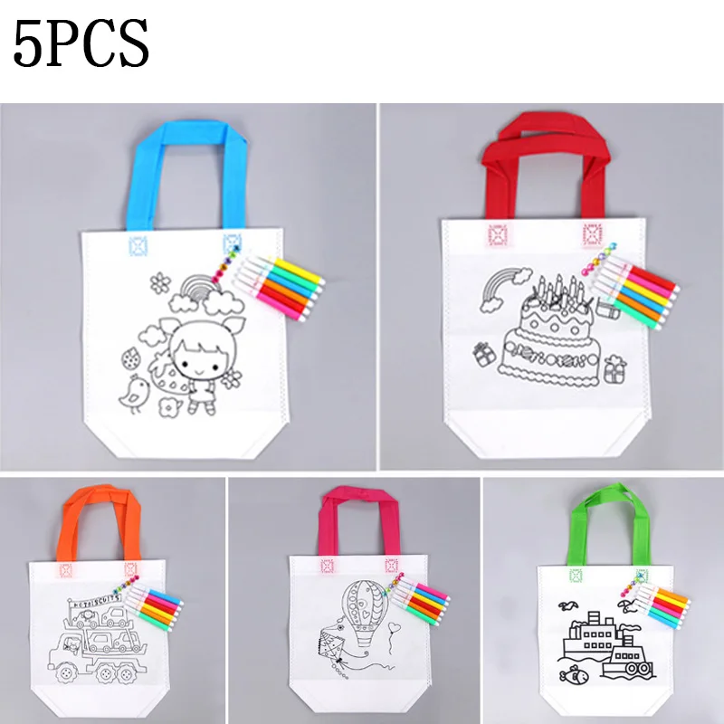 1 шт/5 шт граффити DIY заполняющая цветная сумка 22*25 см ручная роспись материал каракули сумка Нетканая Ткань Детская развивающая игрушка