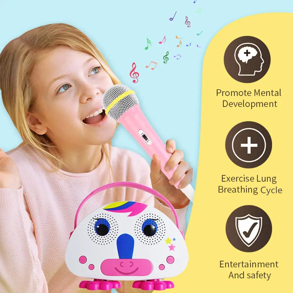 Детская караоке машина с микрофоном Bluetooth динамик детский караоке беспроводной динамик пляж беспроводной мультфильм динамик