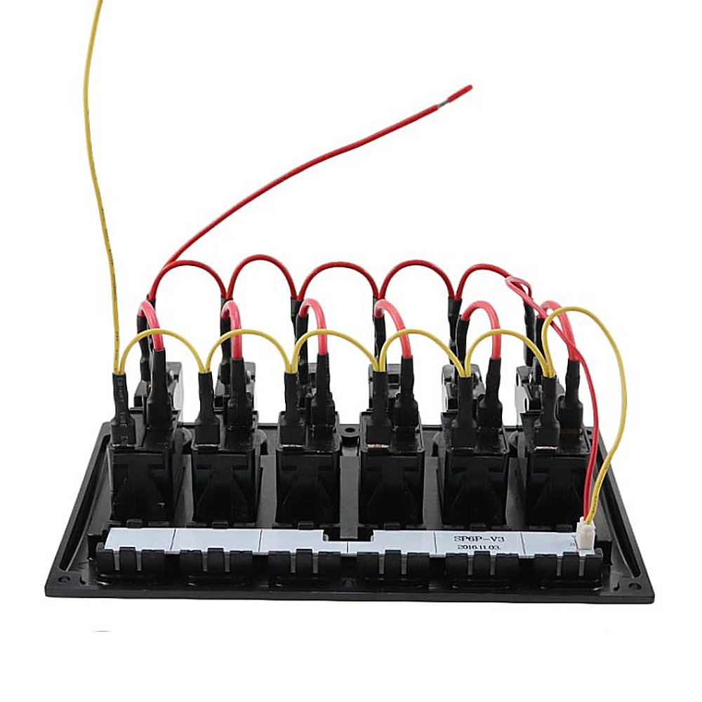  IZTOSS 12V-24V DC 6 Gang Red LED Toggle Rocker Switch Panel With Waterproof Circuit Breaker for Car - 4000340788621