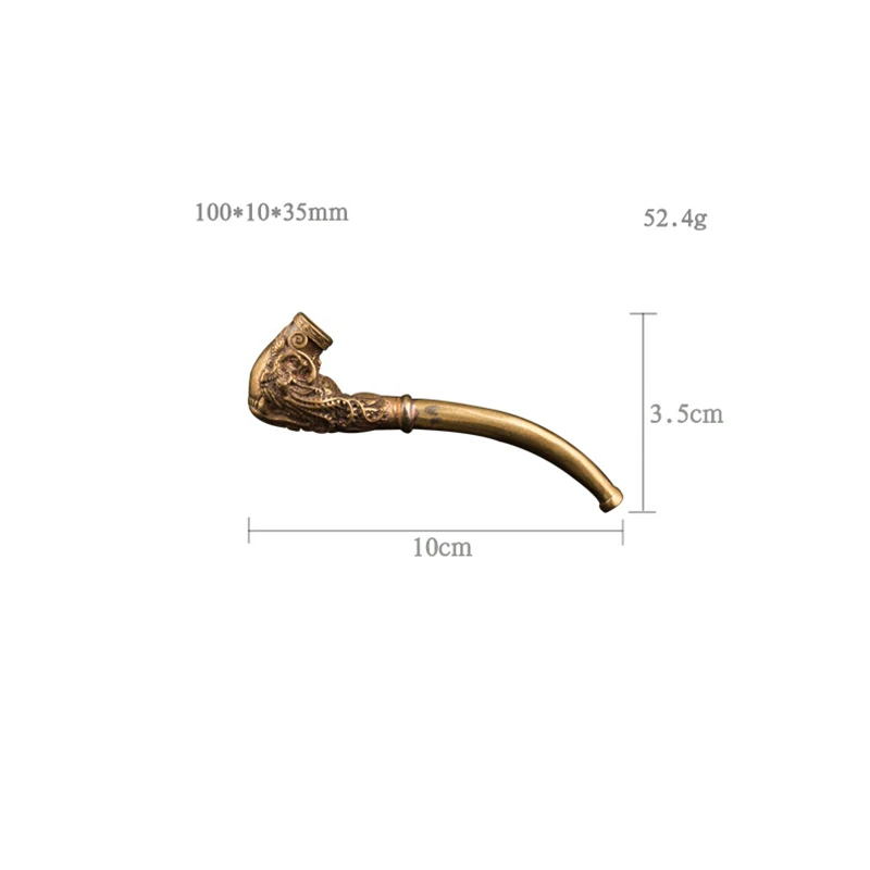 Vintage Brass Dragon Pattern Bent Smoking Tobacco Pipe Accessories Chinese Traditional Pure Copper Cigarette Holder Collections herb smoking pipe,tobacco pipe,tobacco smoking accessories,smoking accessories,smoking pipe