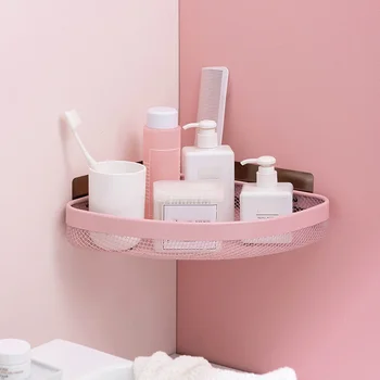

1PC Adhesive Bathroom Corner Shower Caddy Shelf No Drilling Triangular Baskets Storage Rack Shelves Stand