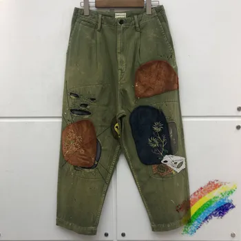 

2020fw KAPITAL Vintage Patch Pants Men Women 1:1 High Quality Oversize Army Green Black Pants Hip-Hop KAPITAL Trousers