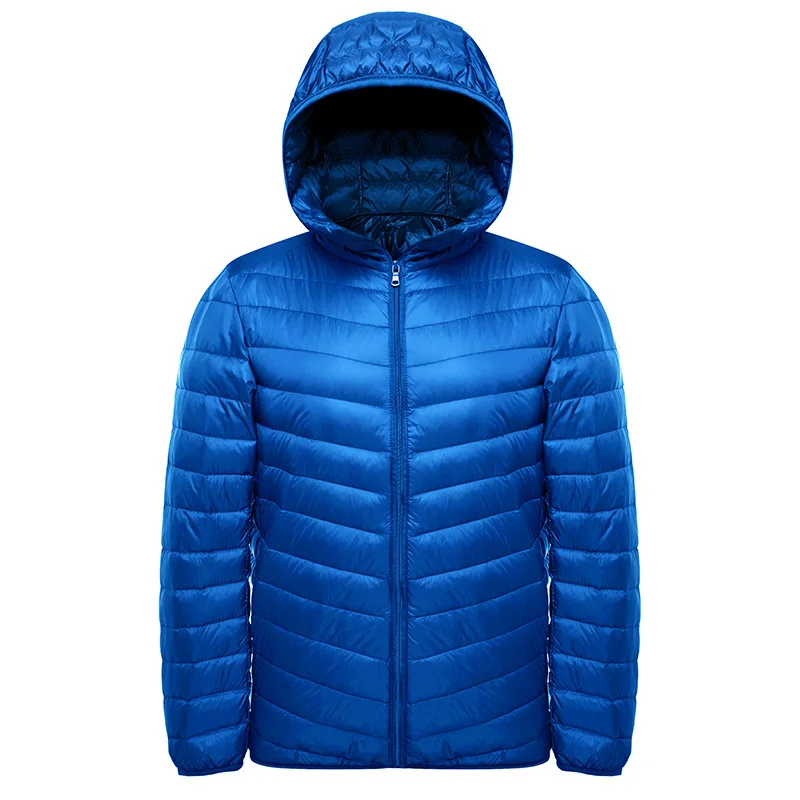 Ультралегкая мужская куртка-пуховик, водонепроницаемая зимняя куртка-пуховик, легкая куртка с капюшоном, тонкая мужская ветровка, модная одежда - Цвет: Синий