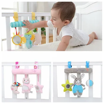 

Infant Music Car Bed Hanging Toy Baby 0-6-12 Months Lovely Pink Bear Distorting Mirror Pacify Stuffed Toy