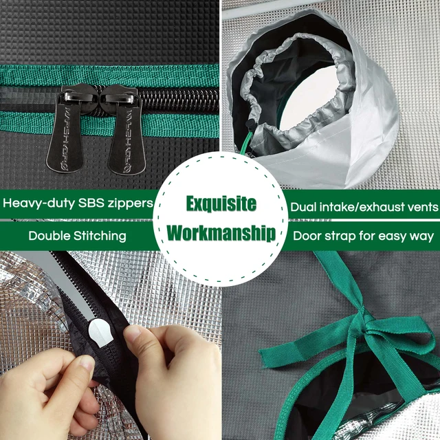 Mars Hydro 240X120X200Cm Beltéri Grow Sátor 1680D Canvas Reflektív Mylar Sátrával Eltávolítható Padlószobával A Növényekhez - Image 2