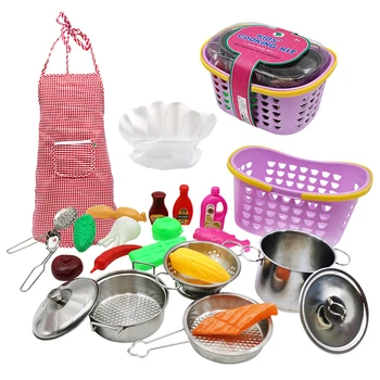 

17Pcs Children Pretend Play Toy Imitation Stainless Steel Cooking Playset - Blue