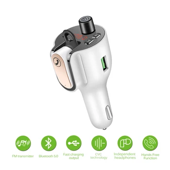 

Universal Wireless Car FM Transmitter Headset USB Fast Charger Bluetooth 5.0 FM G52 Hands-Free Calling Driving Car Accessories