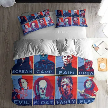 

HELENGILI 3D Bedding Set Horror Movie Print Duvet Cover Set Bedcloth with Pillowcase Bed Set Home Textiles #KBRW-02