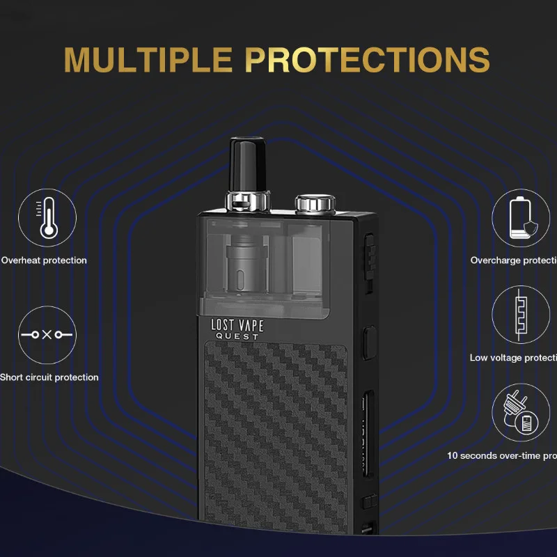 Оригинальная электронная сигарета qu ultra Lost Vape Kit картридж 4 мл аккумулятор 1600 мАч