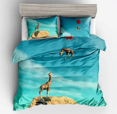 King size bedding set quilt cover letter feather home textile new comfortable home bedding Christmas elk bed set queen bed set - Color: 13