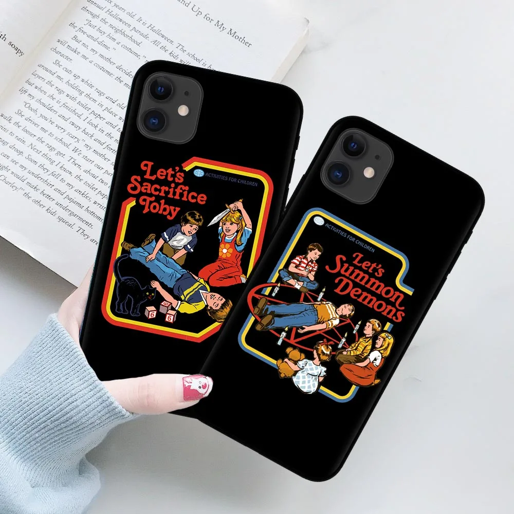 Funny Halloween Satan Vintage Let's Summon Demons Graphic Black silicone Phone Case For iPhone XR X XS 11 Pro Max 8 7 6 6S Plus