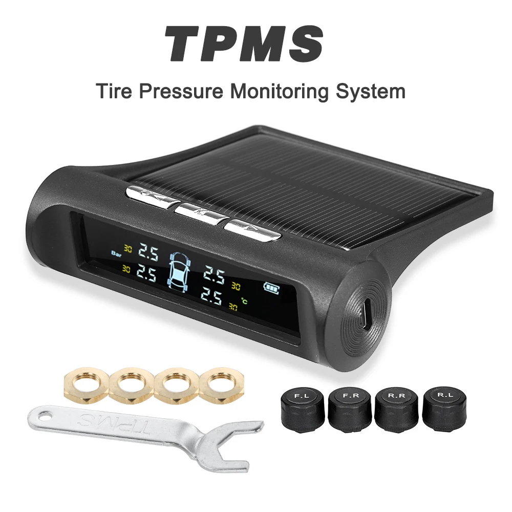 TPMS монитор давления в шинах автомобиля цифровой ЖК-экран 6 Режимы солнечные