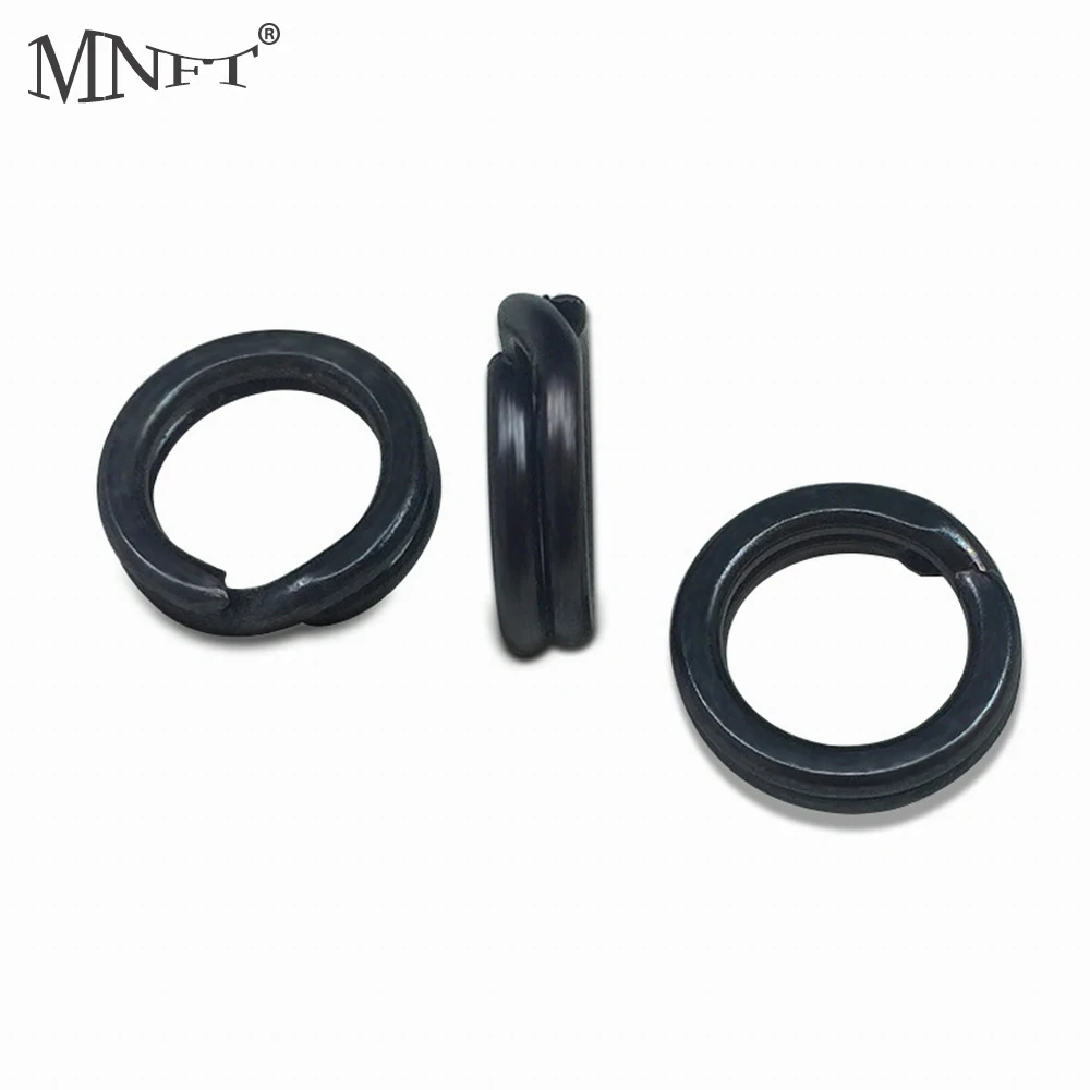 

MNFT 100pcs Squashed Split Dual Layer Ring Matt Black Anti-corrosion Hard Lure Snap Quick Change Tackle Bait Connector