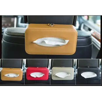 

Car Back Seat Headrest Mount Tissue Box with Belt Leather Case Multi-use Paper Holder Automotive Interior Truck Decor Accessory