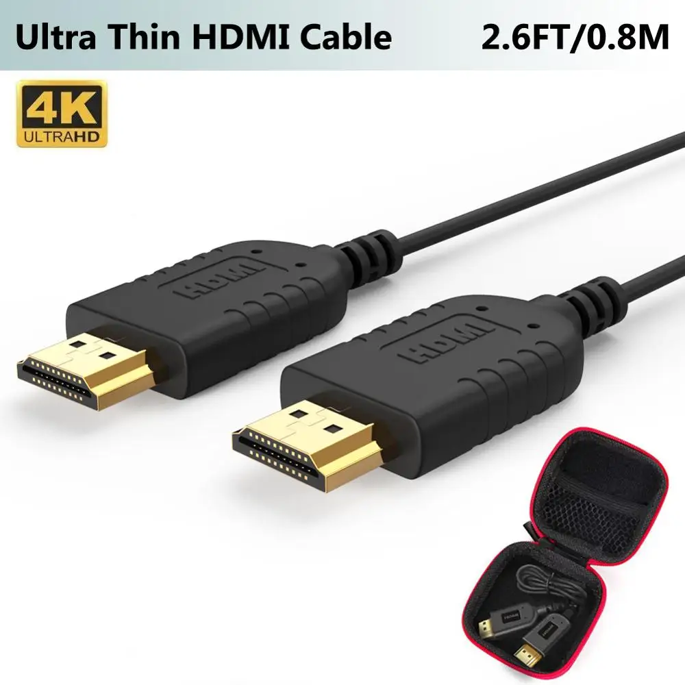 FOINNEX ультратонкий HDMI кабель 2 6 футов 4K супер гибкий тонкий 0 самые тонкие кабели