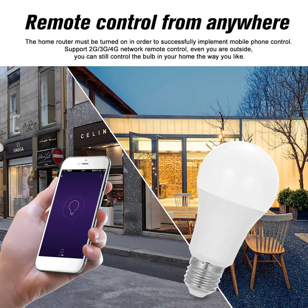 9 Вт умная WiFi Светодиодная лампа светильник RGB затемнения E27 телефон голосовой