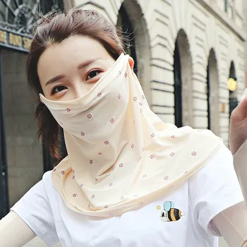 

Fashion Dust Cover Face Maskswashable And Reusable Masks Women Anti-spitting Ive Proof Sunscreen Print Silk Scarf Neck S
