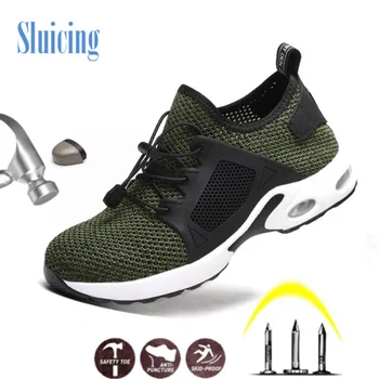 

Men Safety Work Shoes Outdoor sneaker Footwear Military Combat Ankle BootsSteel toe cap Stylish Breathable Safety Boots