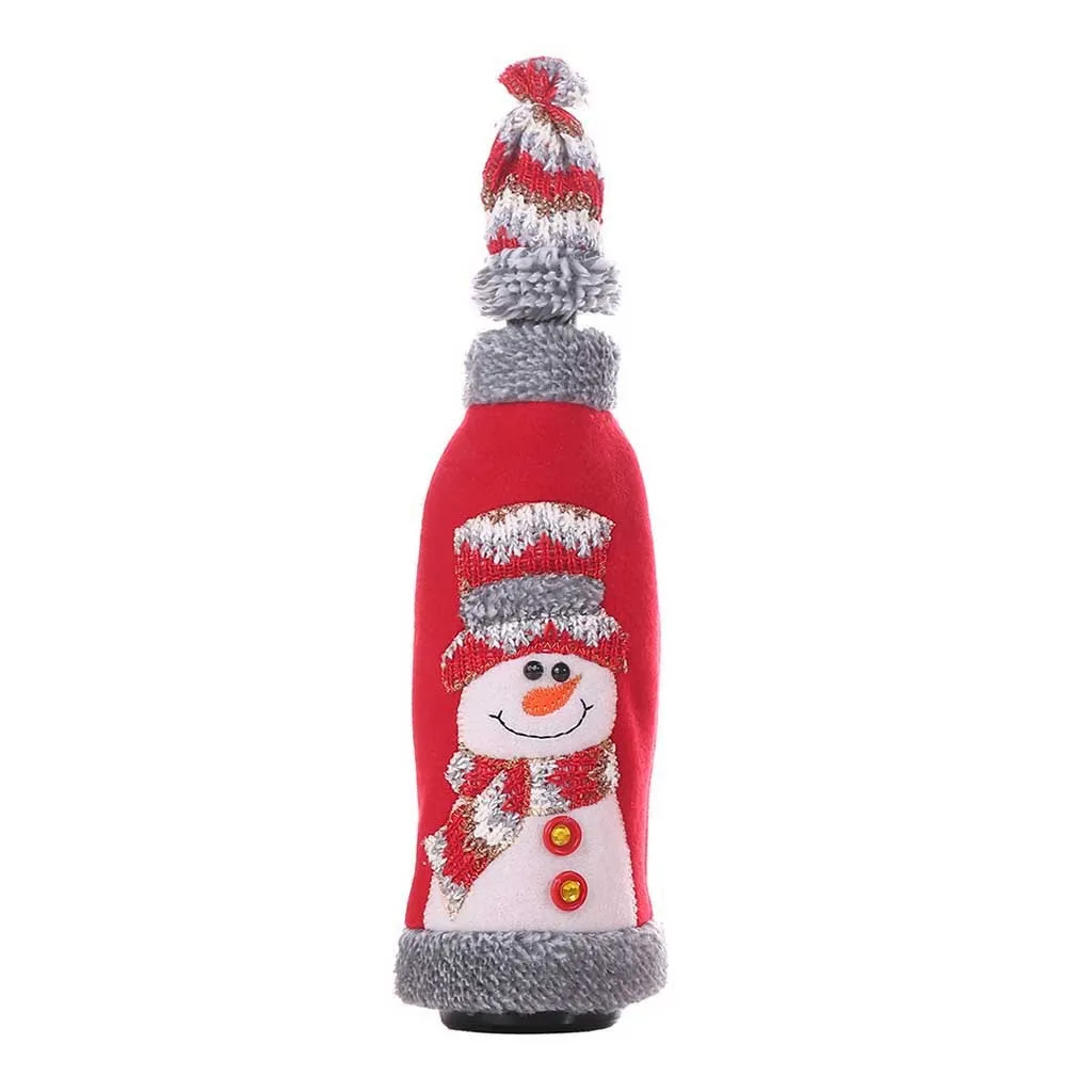 Рождественский Санта-Клаус, сумка для бутылки вина, рождественские праздничные вечерние украшения для стола, чехол для вина, подарок для дома, снеговики, сумки для конфет, украшения