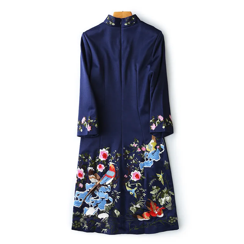 Винтажное женское платье в китайском стиле, осенняя мода, элегантное ...