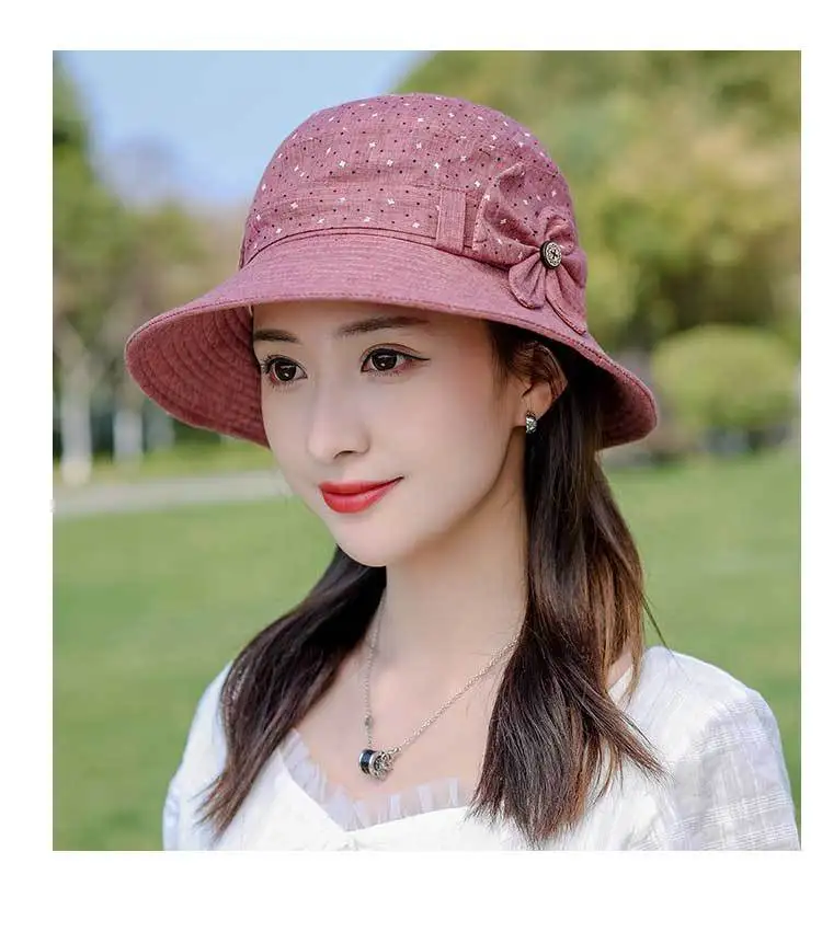 ladies bucket hat Spring and Summer Hat Women's Bucket Hat Button Bow Fisherman Hat, All-Matching Sun Hat with Wide Brim straw bucket hat womens