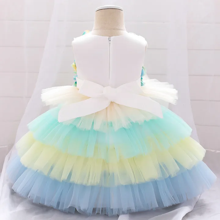 Vestido de renda infantil princesa bolo, vestido