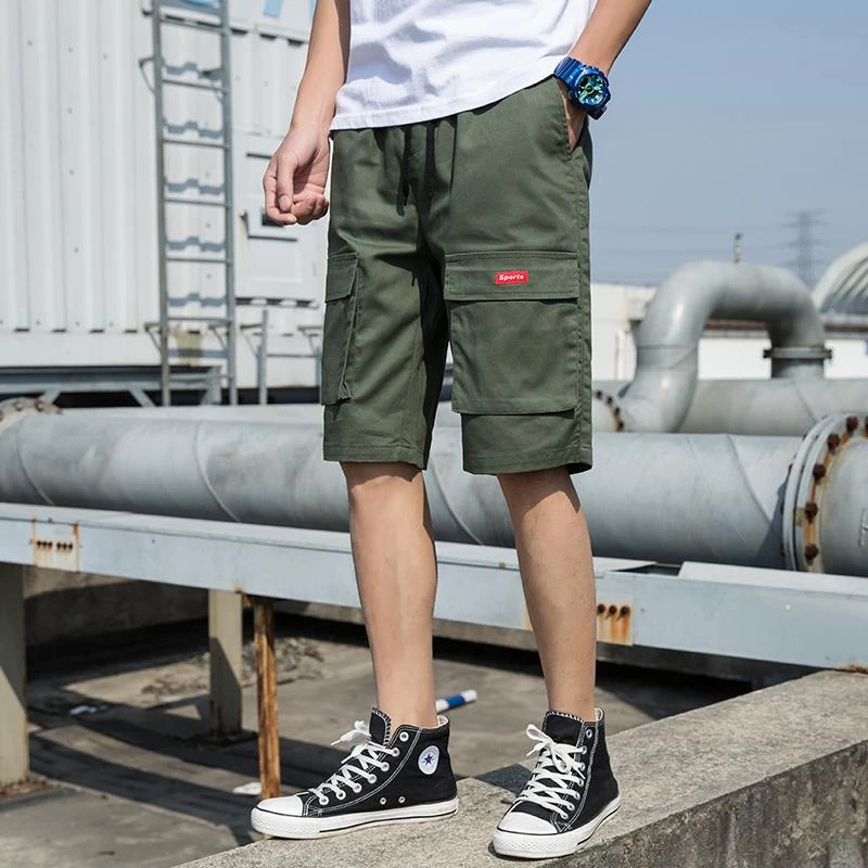 Pantalones cortos Cargo para hombre, ropa informal de verano para correr, Harajuku, Hip Hop, holgados, bolsillos laterales|Pantalones cortos| - AliExpress
