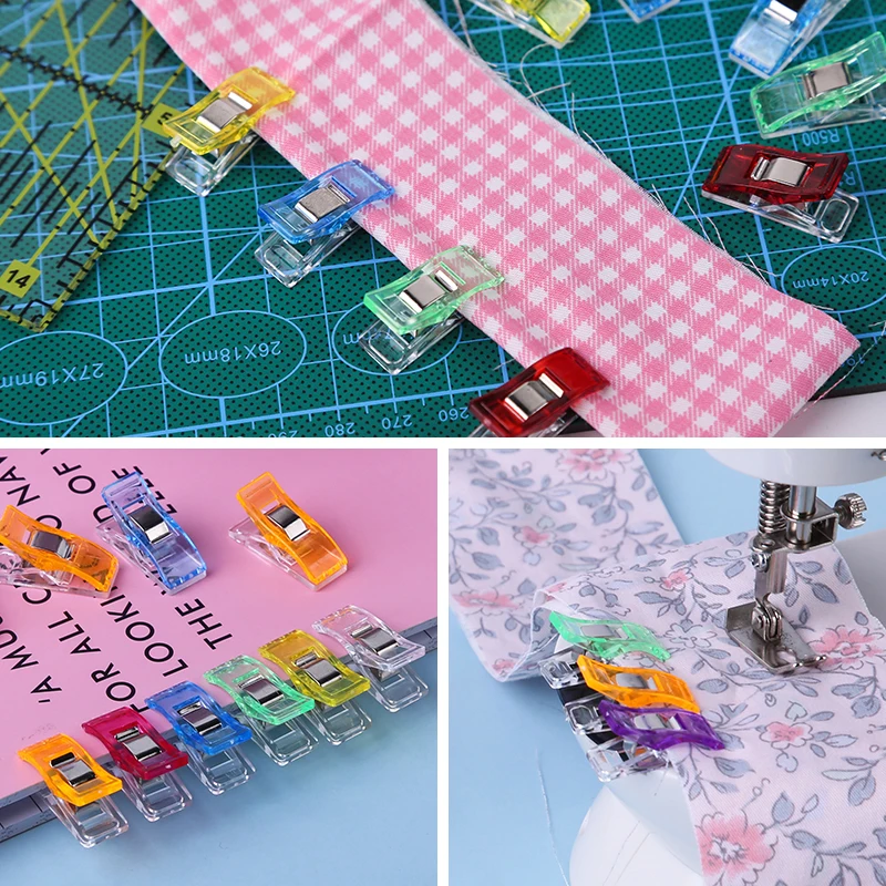 MIUSIE 20pcs Job Foot Case Multicolor Plastic Clips Fabric Clamps Patchwork Hemming Sewing Tools Sewing Accessories sewing clips garment clips plastic clips
