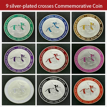 

9 silver-plated crosses of different 9 colors Plated Commemorative Coin Badge Medal Souvenir Party Arts Gifts Souvenir