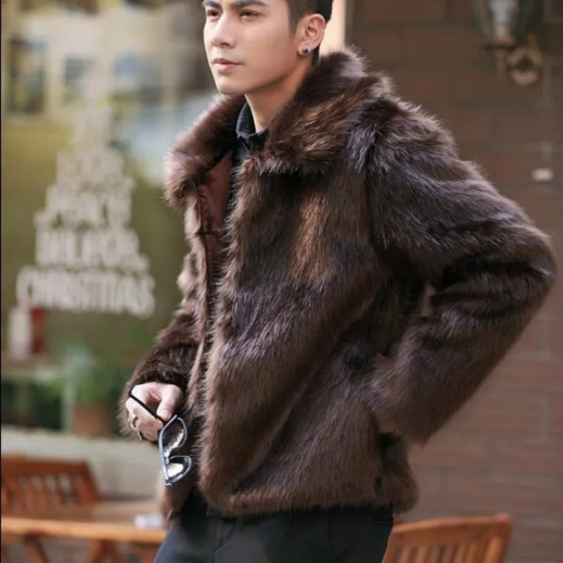 High Quality Winter New Style Ferret Fur Coat Zipper Golden Mink Velvet Fur  Lapel Coat Badge Homme Heren Winterjas Men Fur Coat - Faux Leather -  AliExpress