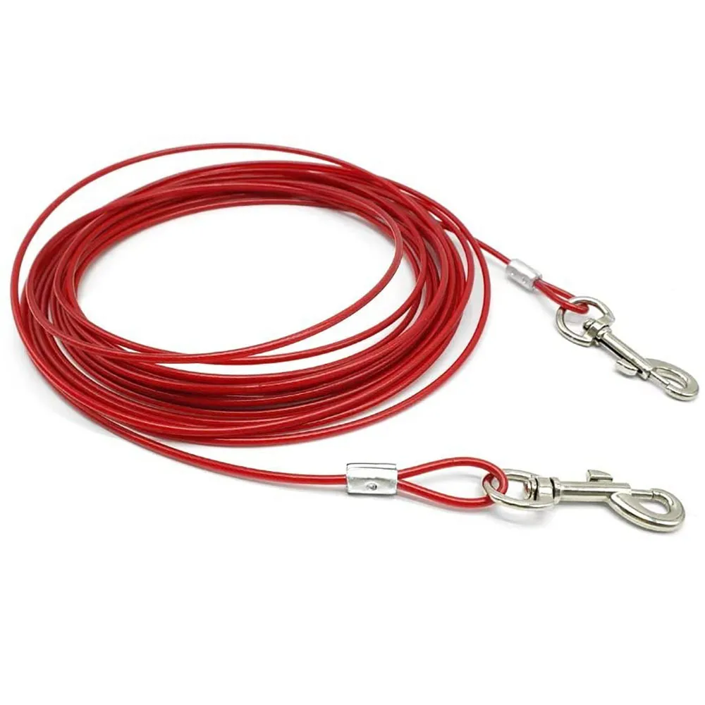 Steel Wire Tie Out Cable Dog Leash Heavy Duty Reflective Trolley Training Lead For Large Dogs Pet Runner 