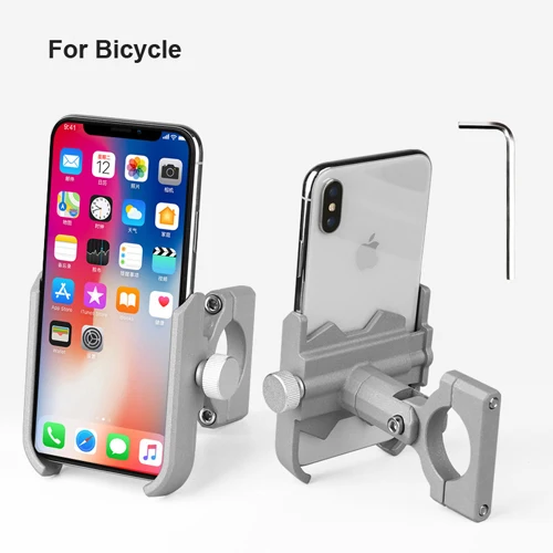 Aluminum Alloy Bike Mobile Phone Holder Adjustable Bicycle Phone Stand Non-slip Cycling Scooter Motorcycle Holder Bike Accessori - Цвет: 1 SilverFor Bike