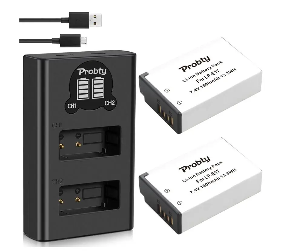 2BatteryWithCharger 2 шт. LPE17 LP E17 LP-E17 Батарея+ светодиодный USB двойной Зарядное устройство для цифровой однообъективной зеркальной камеры Canon EOS 200D M3 M6 750D 760D T6i T6s 800D 8000D поцелуй X8i камеры - Цвет: 2BatteryWithCharger