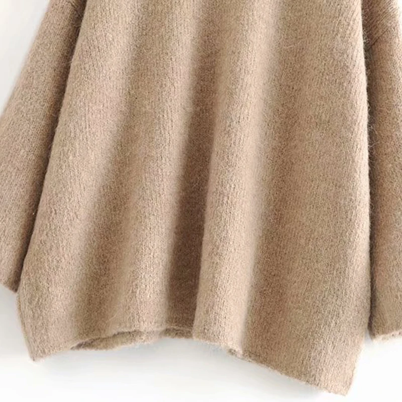 RZIV осень и зима женский свитер Повседневный сплошной цвет с капюшоном свободный свитер