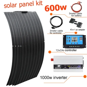 Solar panel Kit 12v 600w photovoltaic home system complete kit flexible solar cell battery charger 1