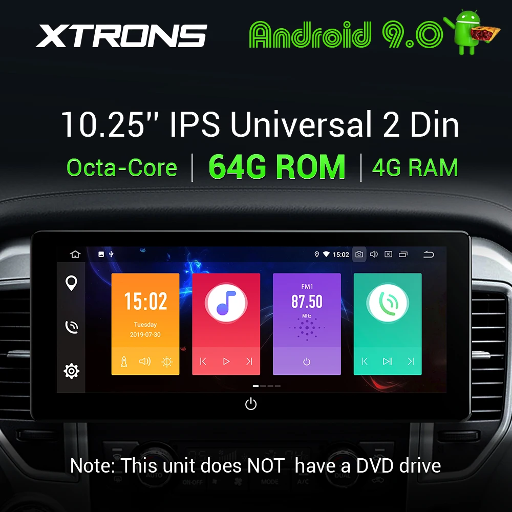 XTRONS 10,25 ''ips Android 9,0 Восьмиядерный Универсальный 2 Din PX5 4G ram 64GB rom автомобильный стерео радио плеер gps навигация без DVD