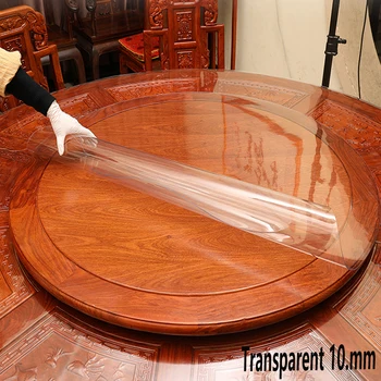 

PVC Round Tablecloth Oilproof Transparent Tablecloth Pad Waterproof High Quality Soft Glass 1.0mm Restaurant Tablecloth