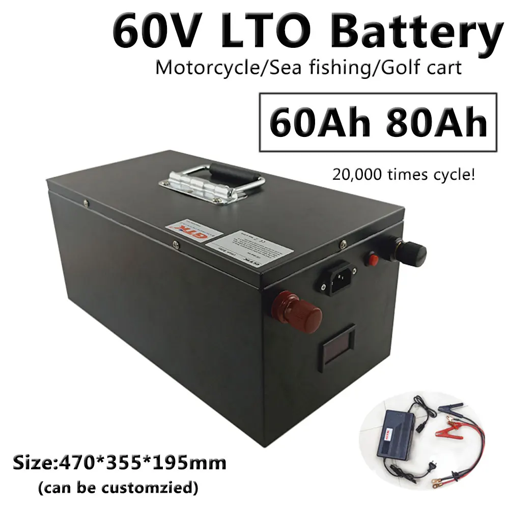 48V 100AH LTO rechargeable 48V 100Ah not 80Ah Lithium titanate battery for  RV EV autocaravans Solar system +10A Charger