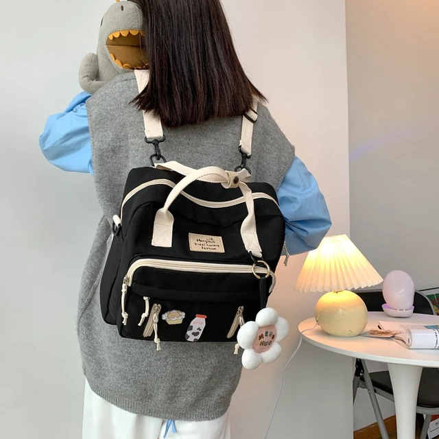 Mini Mochila pequeña de lona para mujer, bolso escolar para niña