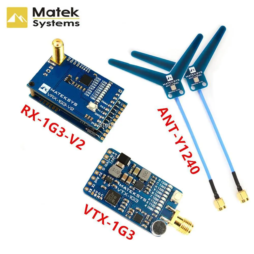 Matek System Mateksys VRX-1G3-V2 / VTX-1G3 1.3GHz FPV Video 2CH 9CH Transmitter 9CH Wid Band Receiver RC Drone Long Range Goggle