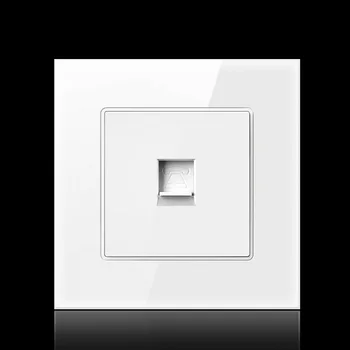 

Computer Phone TV Wall Socket Panel, Computer connect Jack, Crystal Glass Panel Cable network Interface Outlet,Rj45 socket,White