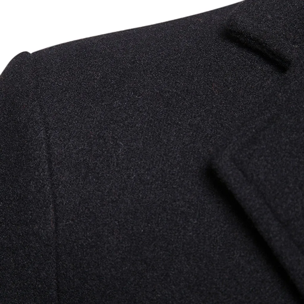 Модные мужские в деловом стиле шерстяные смеси длинный участок строчка тонкая шерстяная куртка осень зима Повседневный Тренч пальто