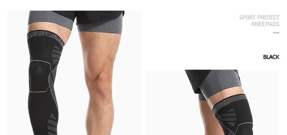 1pcs Long Knee Protector Elastic Knee Support Brace for Running, Basketball, Volleyball, Football,Cycling Knee Pads