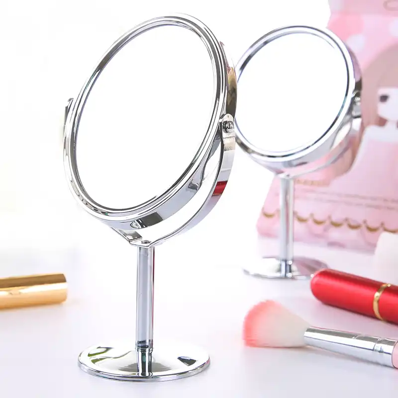 Small Makeup Mirror Desktop Round Oval Table Mirror Simple Ladies Household Metal Rotating Double Sided Vanity Mirror Wjb411 Bath Mirrors Aliexpress