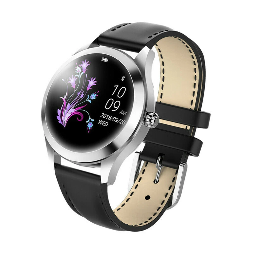 black silver leather KW10 Смарт-часы 1,04 дюймов Bluetooth 4,0 водонепроницаемые женские умные часы с монитором сердечного ритма напоминание о необходимости двигательной активности Новинка - Цвет: black silver leather