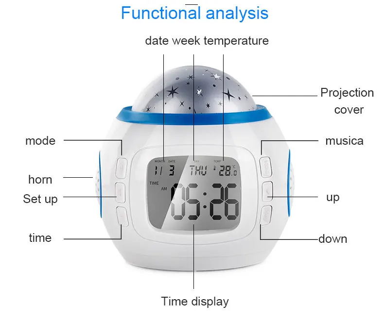 Красочные Звезды домашний планетарий проектор электронный будильник Музыкальная шкатулка украшения для спальни аксессуары ночной Светильник подарок для ребенка