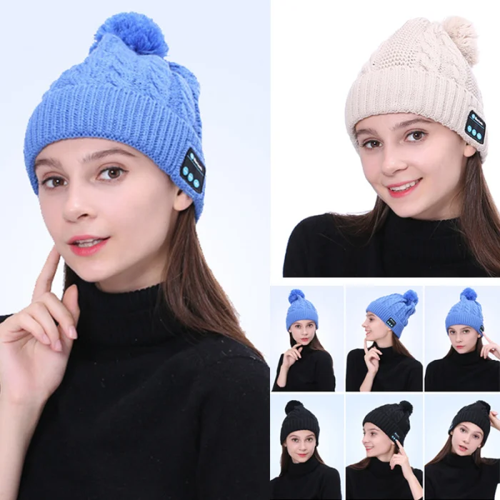 Теплая шапка бини Беспроводная Bluetooth Smart cap гарнитура наушники динамик с микрофоном KS